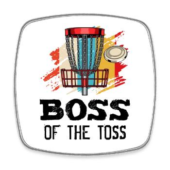The Toss Discgolf Retro Frisbee Gift - Square fridge magnet - white - Front