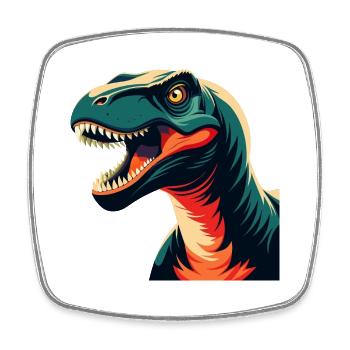 Dinosaurier Cartoon Figur Buntes Haustier Tier - Viereckiger Kühlschrankmagnet - Weiß - Vorne