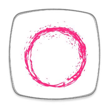 Cercle rose - Magnet carré - blanc - Devant