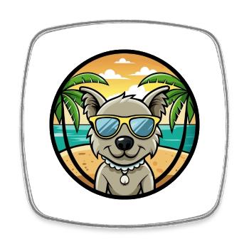 Pumi Dog Breed Cartoon Sunglasses Beach - Square fridge magnet - white - Front