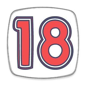 18. 18 YEARS OLD - Square fridge magnet - white - Front