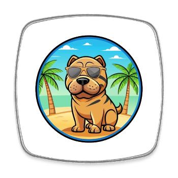 Miniatur Shar Pei Hunderasse Cartoon Sonnenbrille - Viereckiger Kühlschrankmagnet - Weiß - Vorne