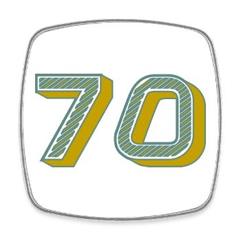 70. 70 ANS. 70e ANNIVERSAIRE. ANNIVERSAIRE 70 ANS. - Magnet carré - blanc - Devant