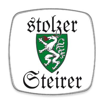 Stolzer Steirer Wappen Steiermark Spruch Geschenk - Viereckiger Kühlschrankmagnet - Weiß - Vorne