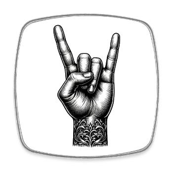Rock on Hand with Devils Horns - Square fridge magnet - white - Front