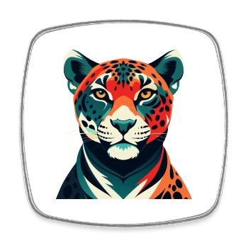 Léopard Dessin animé Personnage Animal de compagnie coloré - Magnet carré - blanc - Devant