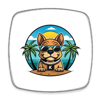 Kai Ken Hunderasse Cartoon Sonnenbrille Strand - Viereckiger Kühlschrankmagnet - Weiß - Vorne