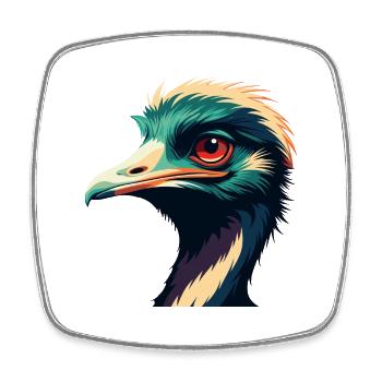Emu Cartoon Character Colorful Pet Animal - Square fridge magnet - white - Front