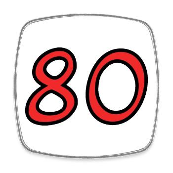 80. 80 JAHRE. 80-JÄHRIGES JUBILÄUM. 80. GEBURTSTAG. - Viereckiger Kühlschrankmagnet - Weiß - Vorne