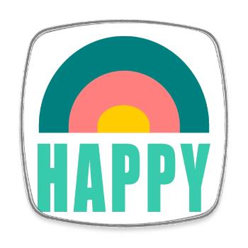 HAPPY. HAPPINESS. FREEDOM. - POSITIV. POSITIV - Viereckiger Kühlschrankmagnet - Weiß - Vorne