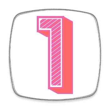 1. 1 AN. 1er ANNIVERSAIRE. ANNIVERSAIRE 1 AN - Magnet carré - blanc - Devant