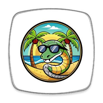 Schlange Lustige Cartoon Sommer Strand Sonnenbrille Cool - Viereckiger Kühlschrankmagnet - Weiß - Vorne