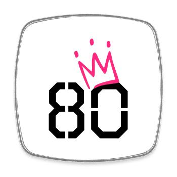 80. Geburtstag - 80 Krone - 80 Jahre alt - Viereckiger Kühlschrankmagnet - Weiß - Vorne