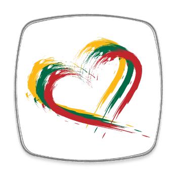 Herz Bürste Flagge Litauens - Viereckiger Kühlschrankmagnet - Weiß - Vorne