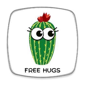 free hugs cactus - Viereckiger Kühlschrankmagnet - Weiß - Vorne