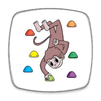 Singe sur le mur d'escalade - escalade - cadeau - Magnet carré - blanc - Devant