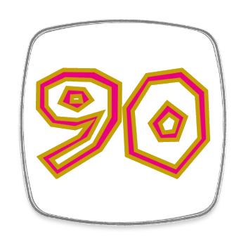 90. 90 JAHRE. 90-JÄHRIGES JUBILÄUM. 90-JÄHRIGES JUBILÄUM. - Viereckiger Kühlschrankmagnet - Weiß - Vorne