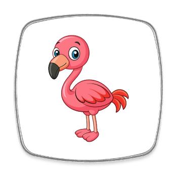 Flamingo Niedliche Maskottchen Zeichentrickfigur Kawaii - Viereckiger Kühlschrankmagnet - Weiß - Vorne