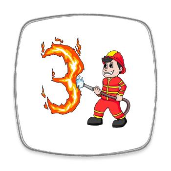 3. Geburtstag 3 Jahre Feuerwehr Geschenk - Viereckiger Kühlschrankmagnet - Weiß - Vorne