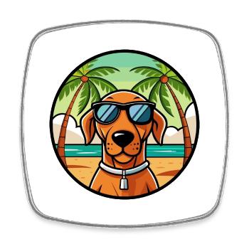 Ungarische Vizsla Hunderasse Cartoon Sonnenbrille Strand - Viereckiger Kühlschrankmagnet - Weiß - Vorne