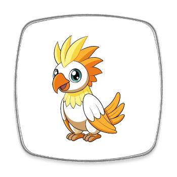 Kakadu Niedliche Maskottchen Zeichentrickfigur Kawaii - Viereckiger Kühlschrankmagnet - Weiß - Vorne