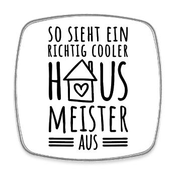So sieht ein richtig cooler Hausmeister aus - Viereckiger Kühlschrankmagnet - Weiß - Vorne