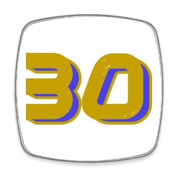 30. 30 YEARS. 30th ANNIVERSARY. 30 YEARS ANNIVERSARY. - Square fridge magnet - white - Front