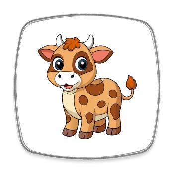 Cow Cute Mascot Cartoon Character Kawaii - Square fridge magnet - white - Front