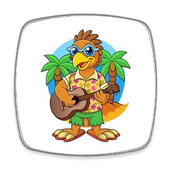 Drôle Hawk Dessin Animé Plage D’été Lunettes De Soleil Guitare - Magnet carré - blanc - Devant