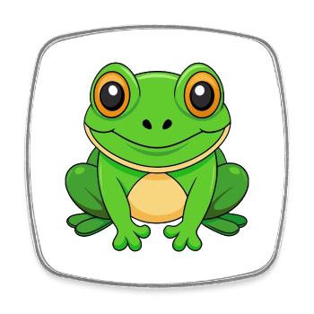 Frosch Niedliches Maskottchen Zeichentrickfigur Kawaii - Viereckiger Kühlschrankmagnet - Weiß - Vorne