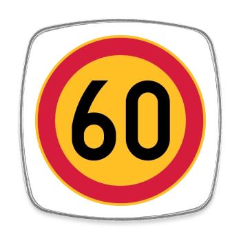 60 Limit / Tempolimit - Viereckiger Kühlschrankmagnet - Weiß - Vorne