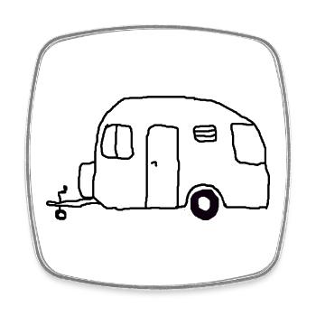 wohnwagen zeichnung - Viereckiger Kühlschrankmagnet - Weiß - Vorne