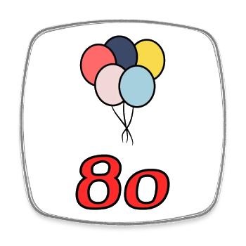 80. 80 ANS. 80e ANNIVERSAIRE. ANNIVERSAIRE 80 ANS. - Magnet carré - blanc - Devant