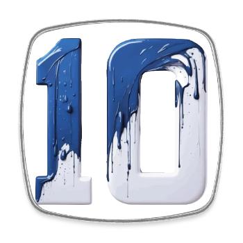 NON. 10 NUMÉRO 10 BLEU BLANC 10E ANNIVERSAIRE - Magnet carré - blanc - Devant