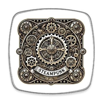 Steampunk Logo - Square fridge magnet - white - Front