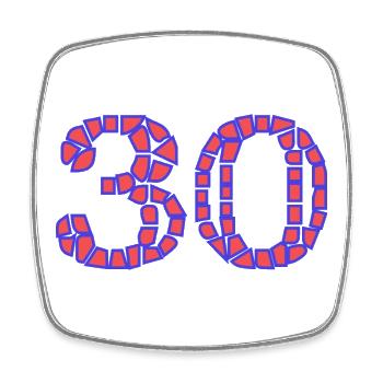 30. 30 YEARS. 30th ANNIVERSARY. 30 YEARS ANNIVERSARY. - Square fridge magnet - white - Front