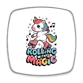 Rolling With Magic - Square fridge magnet - white - Front