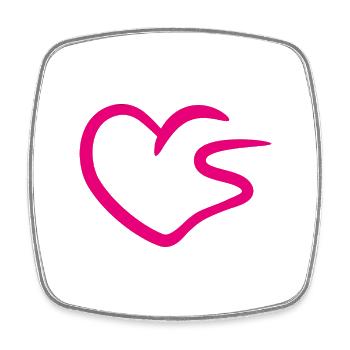 Coeur lettre S lettre initiale rose - Magnet carré - blanc - Devant