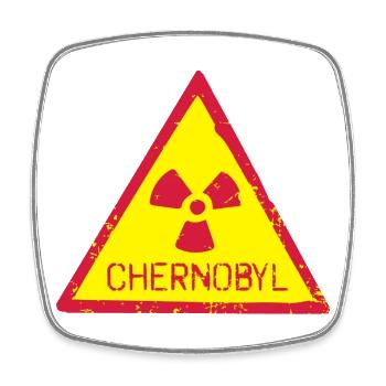 TSCHERNOBYL RADIATION WARNING ICON - Viereckiger Kühlschrankmagnet - Weiß - Vorne