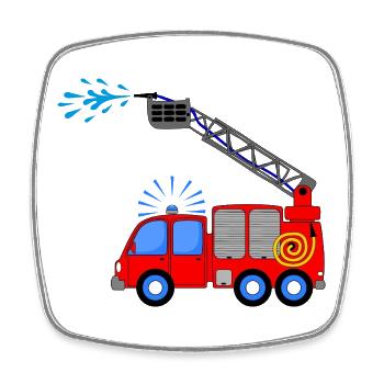 Camion de pompiers avec échelle et eau enfants - Magnet carré - blanc - Devant