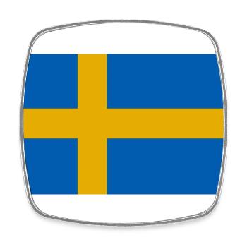 Drapeau de la Suède - Magnet carré - blanc - Devant