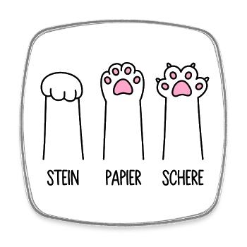 Stein Papier Schere Katze Pfote Spiel Katzenpfoten - Viereckiger Kühlschrankmagnet - Weiß - Vorne