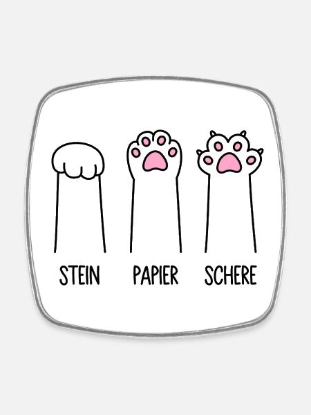 Stein Papier Schere Katze Pfote Spiel Katzenpfoten - Viereckiger Kühlschrankmagnet - Weiß