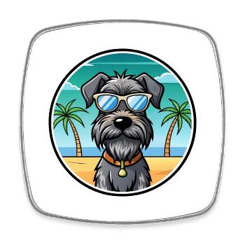 Deutscher Drahthaar Vorstehhund Rasse Cartoon Strand - Viereckiger Kühlschrankmagnet - Weiß - Vorne