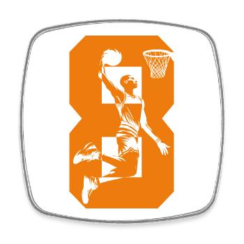 NUMBER 8 BASKETBALL 8TH BIRTHDAY - Square fridge magnet - white - Front