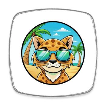 Australische gefleckte Nebelkatzenrasse Cartoon Beach - Viereckiger Kühlschrankmagnet - Weiß - Vorne