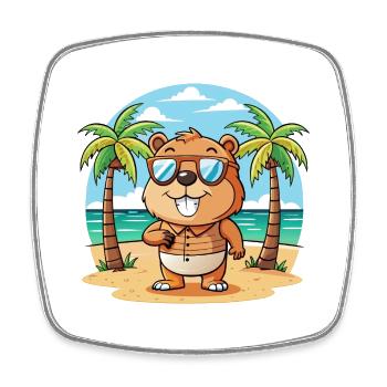 Biber Lustige Cartoon Sommer Strand Sonnenbrille - Viereckiger Kühlschrankmagnet - Weiß - Vorne