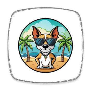 Decker Rat Terrier Hunderasse Cartoon Sonnenbrille - Viereckiger Kühlschrankmagnet - Weiß - Vorne