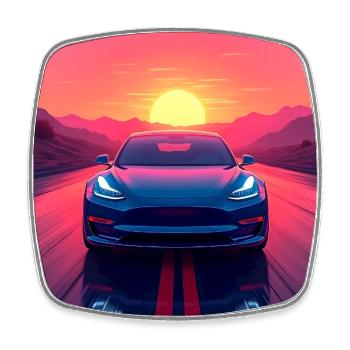 Elektrische Autobahn - Viereckiger Kühlschrankmagnet - Weiß - Vorne
