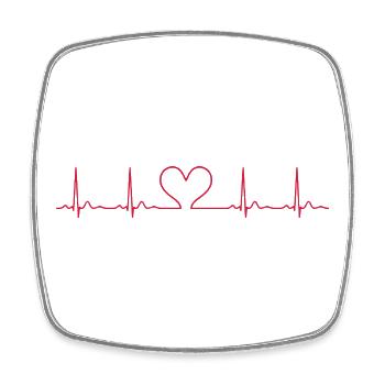 Herzschlag-EKG-Linie Medizinischer Pulswellen-Ikon-Vektor - Viereckiger Kühlschrankmagnet - Weiß - Vorne